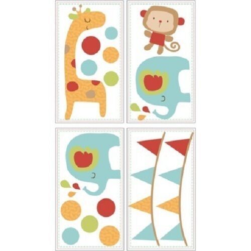 Kidsline Graco Jungle Friends 5Pc Crib Bedding Set Include Mobile/Wall Decals