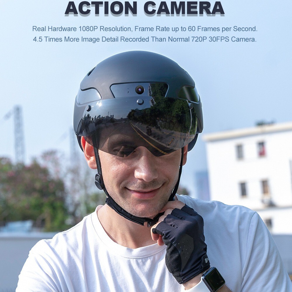 Smart riding helmet with camera, Bluetooth, turning tail light