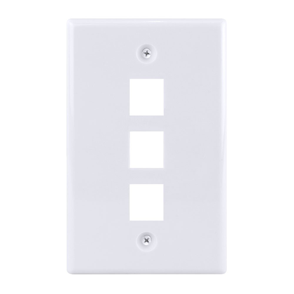 Construct Pro Single Gang 3-Port Keystone Wall Plate (10 Pack, White)