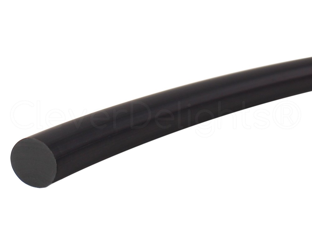 Solid Rubber Cord 1/2 Diameter 5 Feet Buna 70 Durometer Black 0.5 R