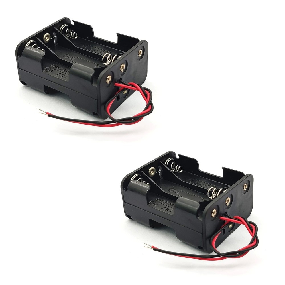 2x 6-AAA Battery Spring Clip Holder Case Plastic Box Tow Layers Stacked 9V DC