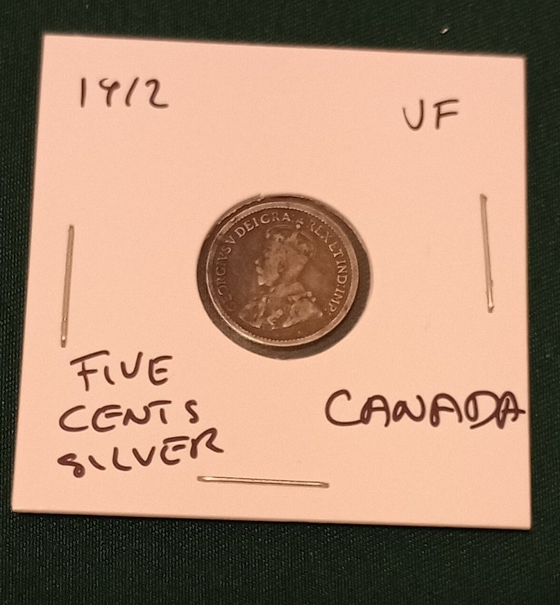 CANADA 5c ~ Five Cents 1912 ~* VF ~ Silver Coin
