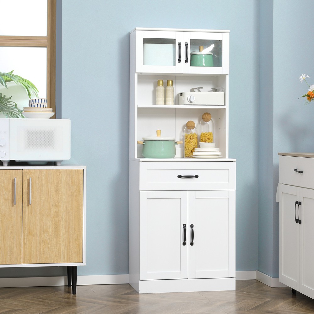 Kitchen Storage Cabinet, Pantry Organizer with 4 Doors, White