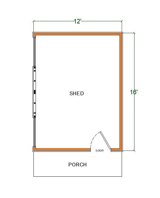 12'x16' Modern Garden Shed Plans, Studio Backyard Office Blueprints
