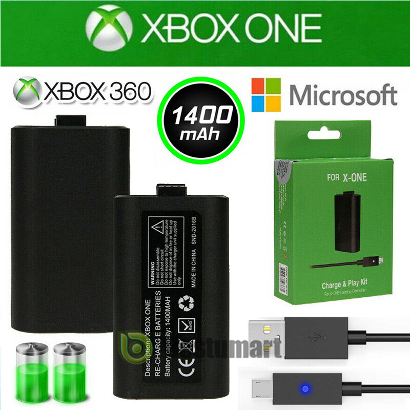 For Xbox One X Controller Play Charging Charger Cable 4Rechargeable Battery Pack