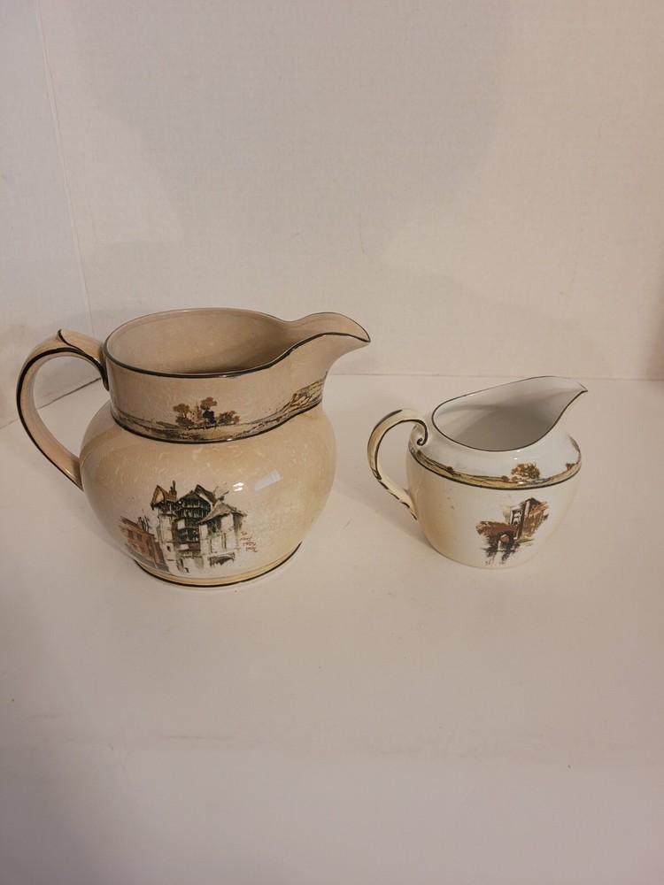 Ridgways Old England Ware Coaching Days Pitcher and Creamer