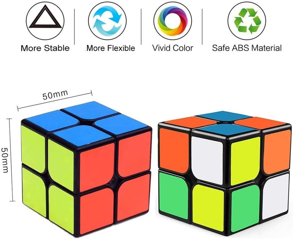 2 Pack of Classic Magic Cube 2x2 Smart Speed Cube Educational Game Brain Teaser