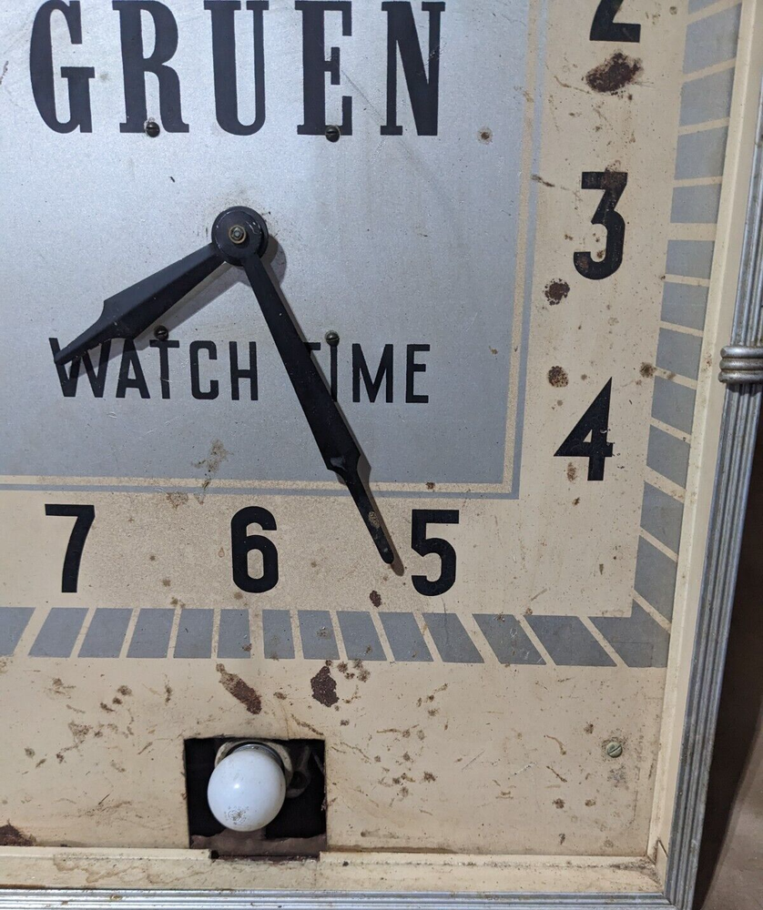 vintage GRUEN WATCH TIME advertising wall clock Untested