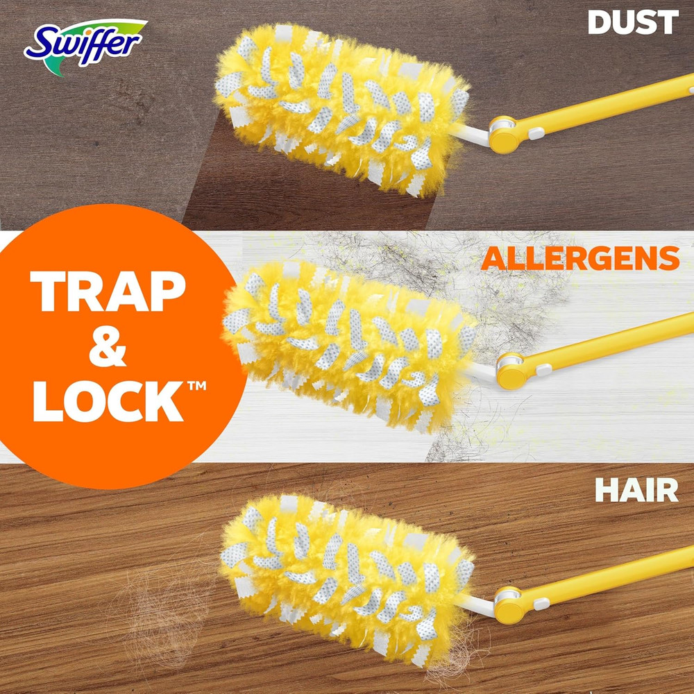 Heavy Duty Duster Kit with Extendable Handle, 3 Refills, Ceiling Fan Vent Hard t