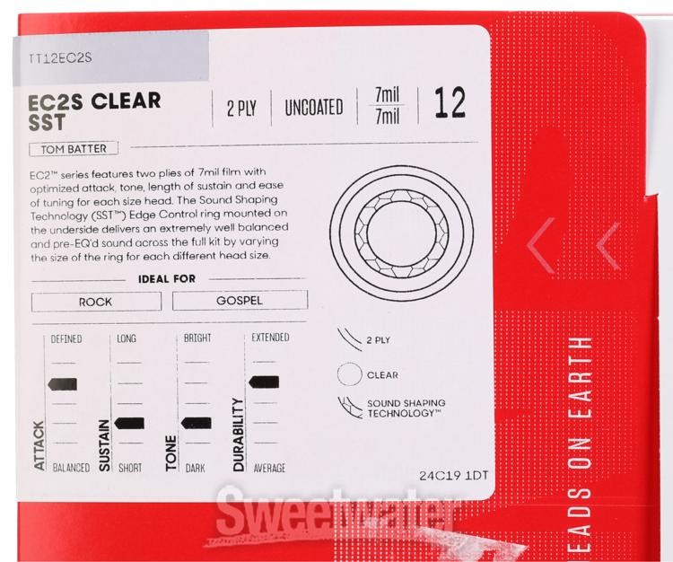 Evans EC2 Drumhead - 12" - Clear