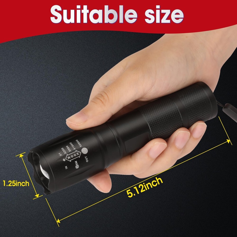 7 Pack Small LED Flashlights High Lumens, Tactical Flashlight with 5 Modes, W...