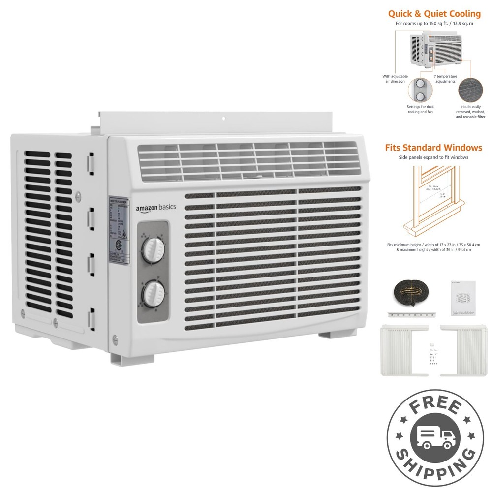 Energy-Efficient 5000 BTU AC Unit with Washable Filter & Adjustable Window Kit