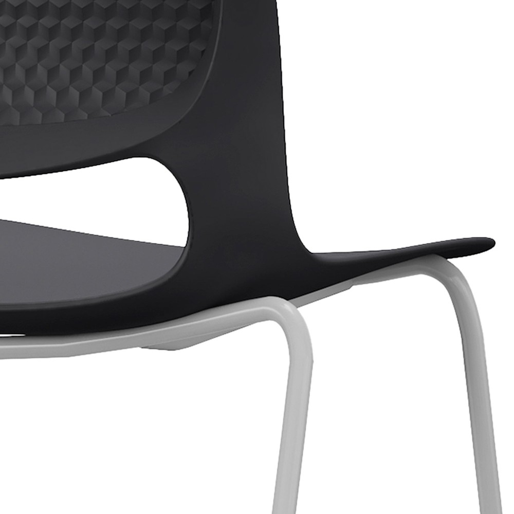 Modern Stacking Chairs Set of 4 in Black with Ergonomic Design, Polypropylene