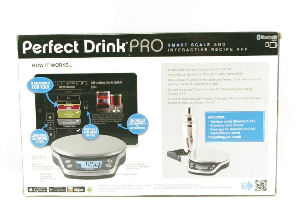 Perfect Drink App-Controlled Smart Scale Bartending System Kit Shaker Included