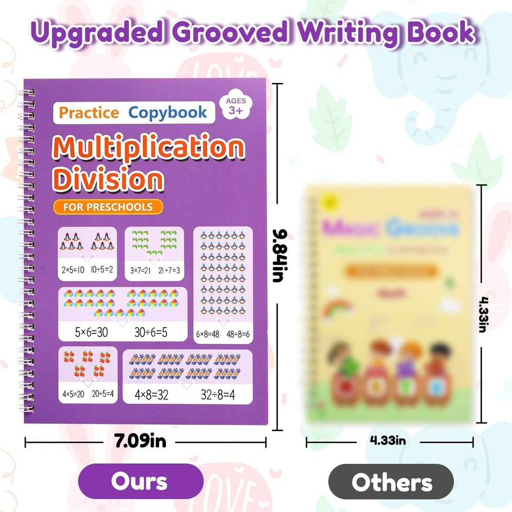 Magic Grooved Writing Practice for Kid-Grooved 9.83* 6.96, Multicolor