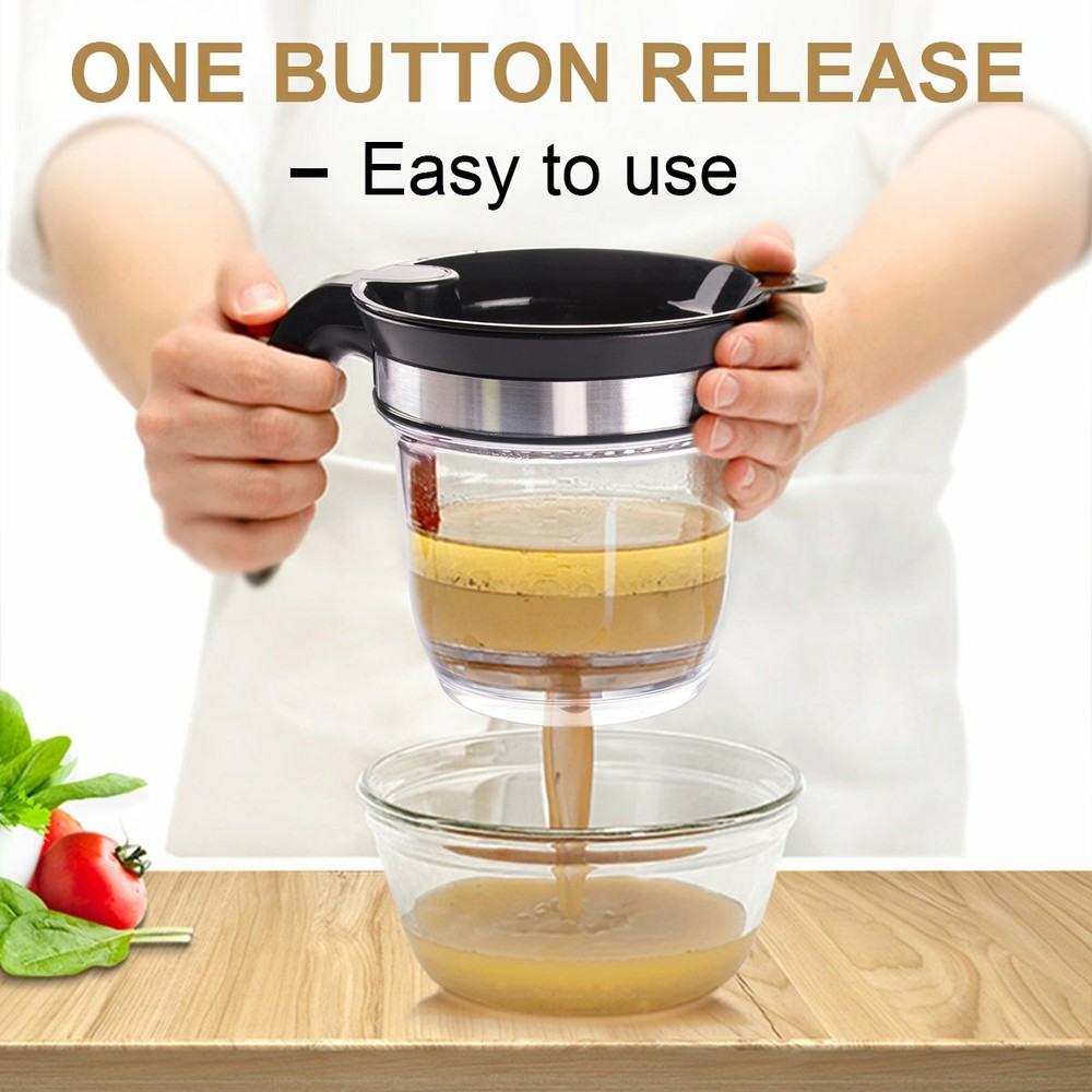 4-Cup Gravy Fat Separator With Bottom Release Strainer 1L Grease Separator Cup