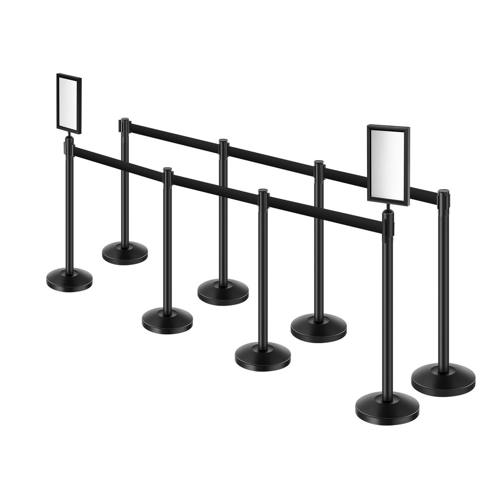 Uimoso 8Pcs Stanchion Post Crowd Control Queue Barrier 4 Retractable Belts