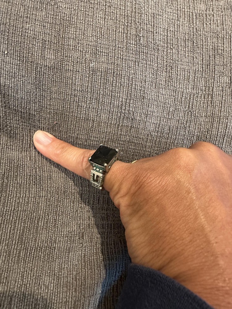 Silver Ring with Large Black Square Stone