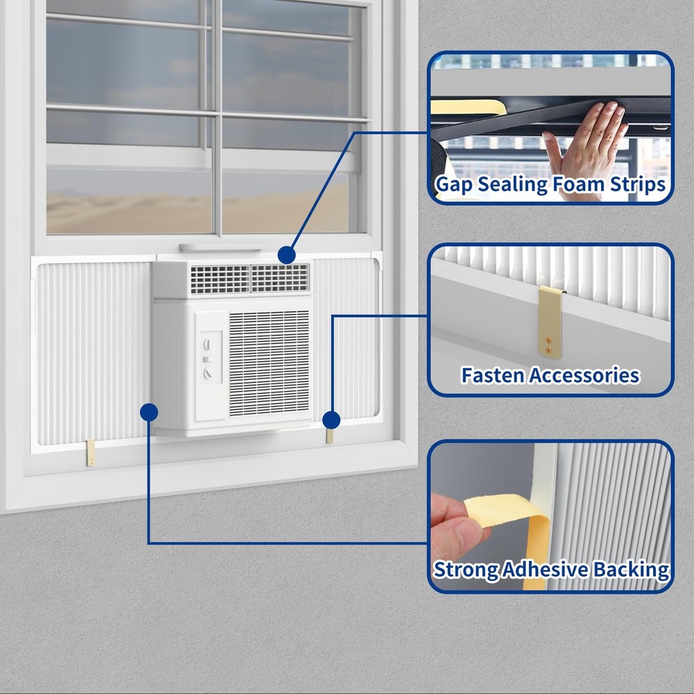 Window Air Conditioner Side Panel with Adjustable Frame, Universal Window AC ...