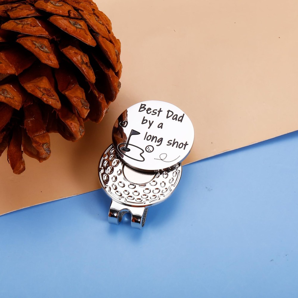 KINMES Dad Golf Ball Marker - Stocking Stuffers for Men Daddy silver