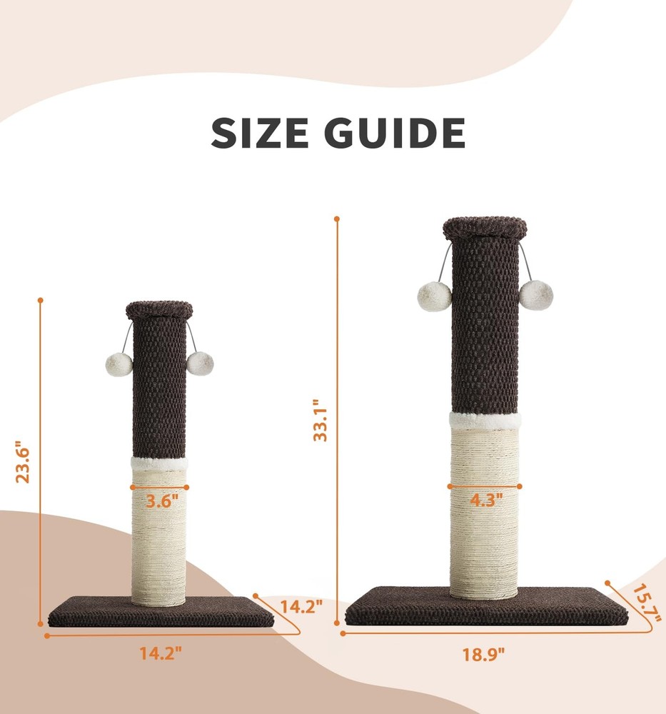 Made4Pets Tall Cat Scratching Post, Heavy Duty and Thicker Scratching Posts for