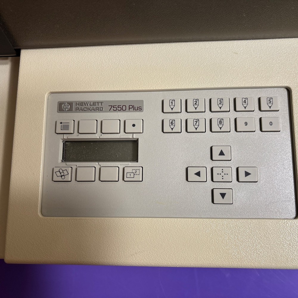 Hewlett-Packard vintage HP 7550 Plus Plotter with carousel and cord.