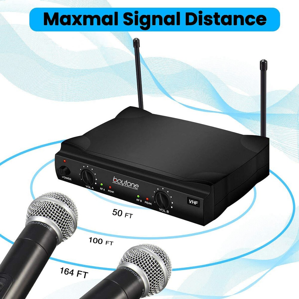 Boytone BT-42M, VHF Wireless Dual HandHeld Microphone System / caring Case