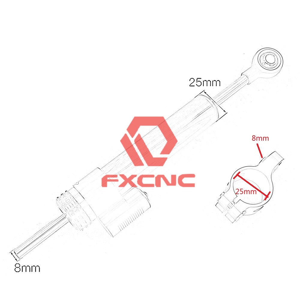 CNC Universal Motorcycle Steering Damper Stabilizer Linear Alumunm Silver 1xPcs