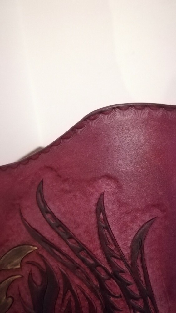 Handmade Dragon Engraved Leather Headlight. Archery.