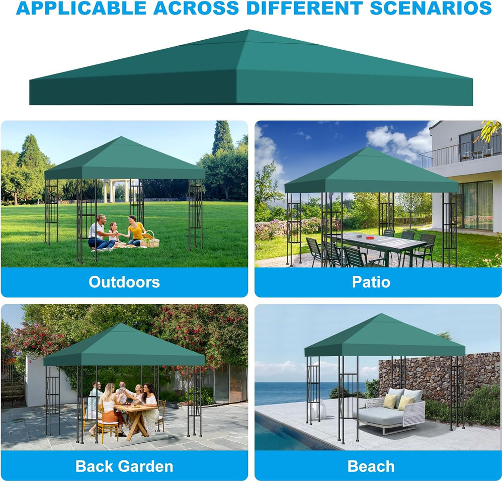 10X10 Gazebo Canopy Replacement Top, 300D High-Density Waterproof Single Layer G
