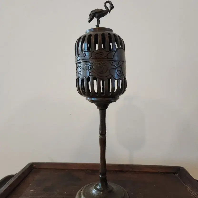 Vintage Bronze Crane Incense Burner