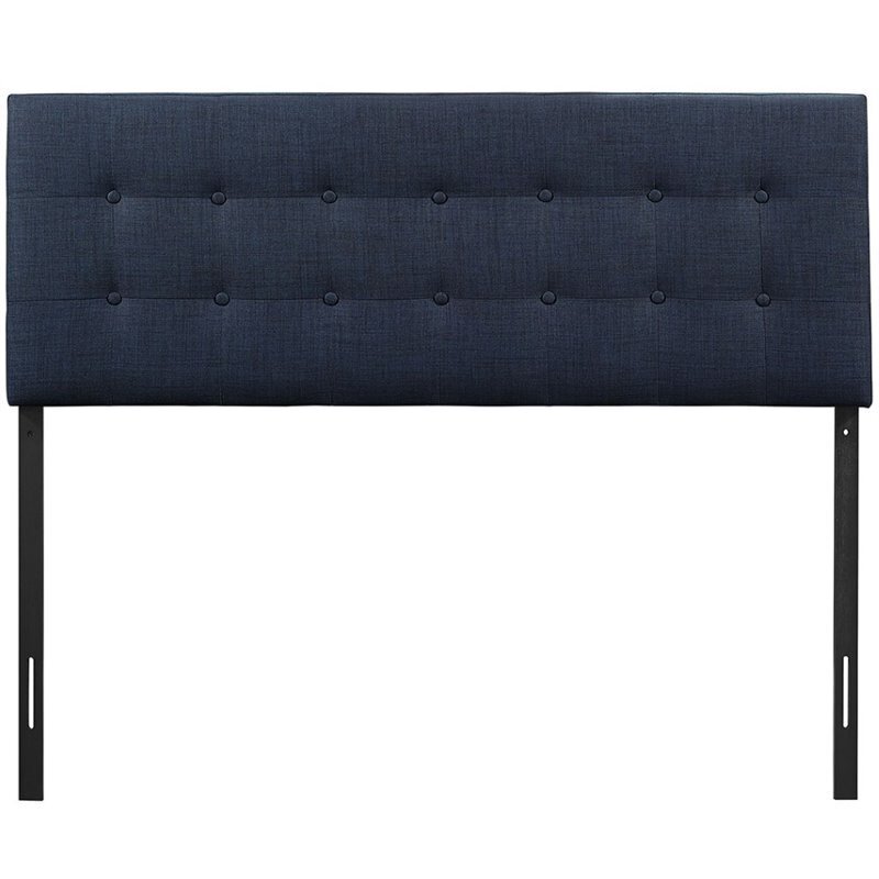 Modway Emily King Upholstered Polyester Fabric Headboard in Navy