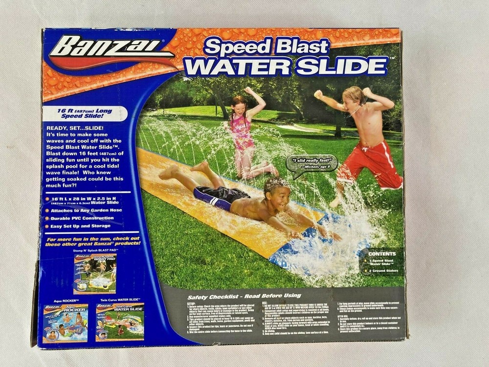 Water Slide Banzai Speed Blast NIB Vinyl Backyard 16ft