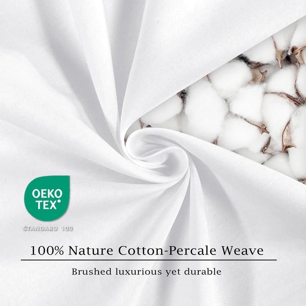 Pure Cotton Fitted Sheets King Size, 300 Thread Count Percale