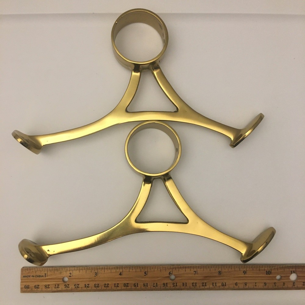 Solid Brass Bar Foot Rail Brackets SET OF 2