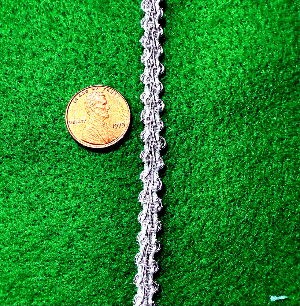Vintage Silver Tone Metallic Thread 1/4" Braid - 3 Yards
