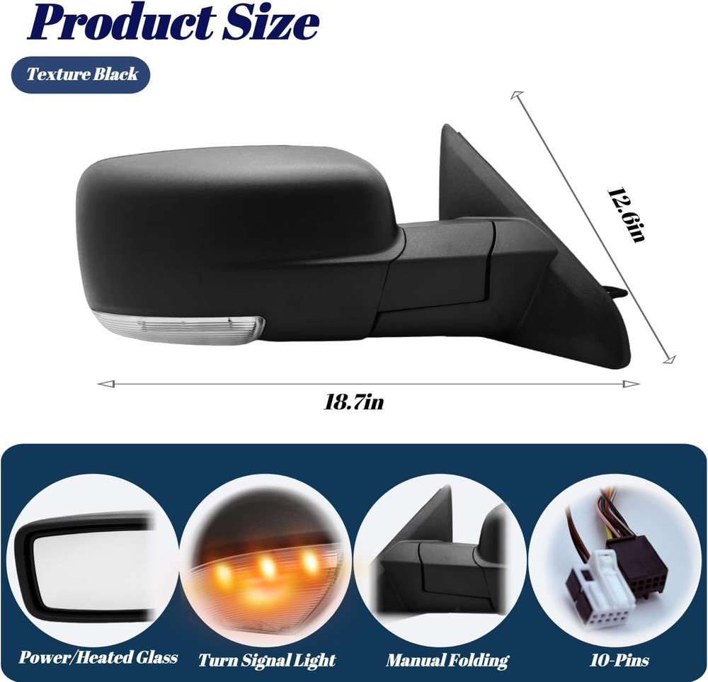 Driver Mirror for Dodge Ram 2013-2018