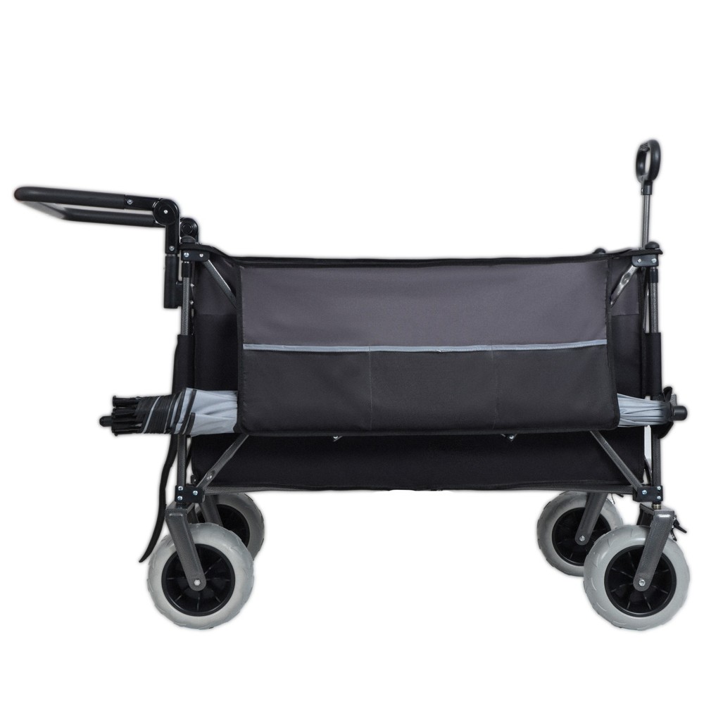 Push-Pull Folding Wagon Cart with Rotating Handle & Large Beach Tires