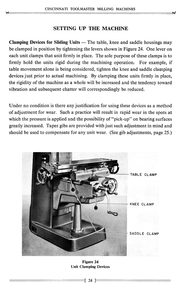 CINCINNATI Toolmaster Milling Machine 1A, 1B, 1C Operator Owners Manual 0128