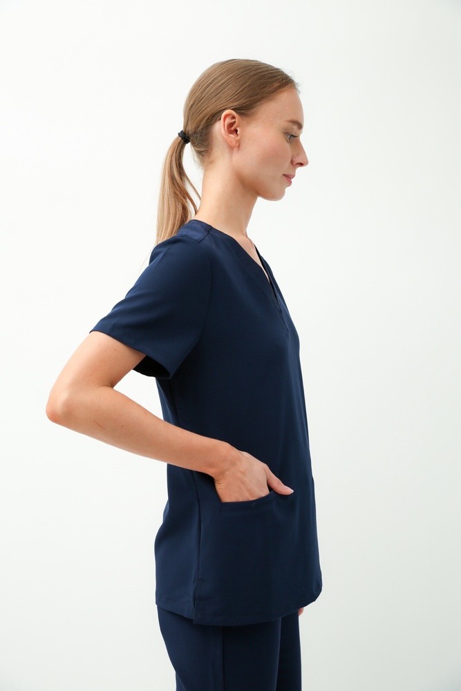 OPLUS - Navy V-Neck Relax Scrub Top