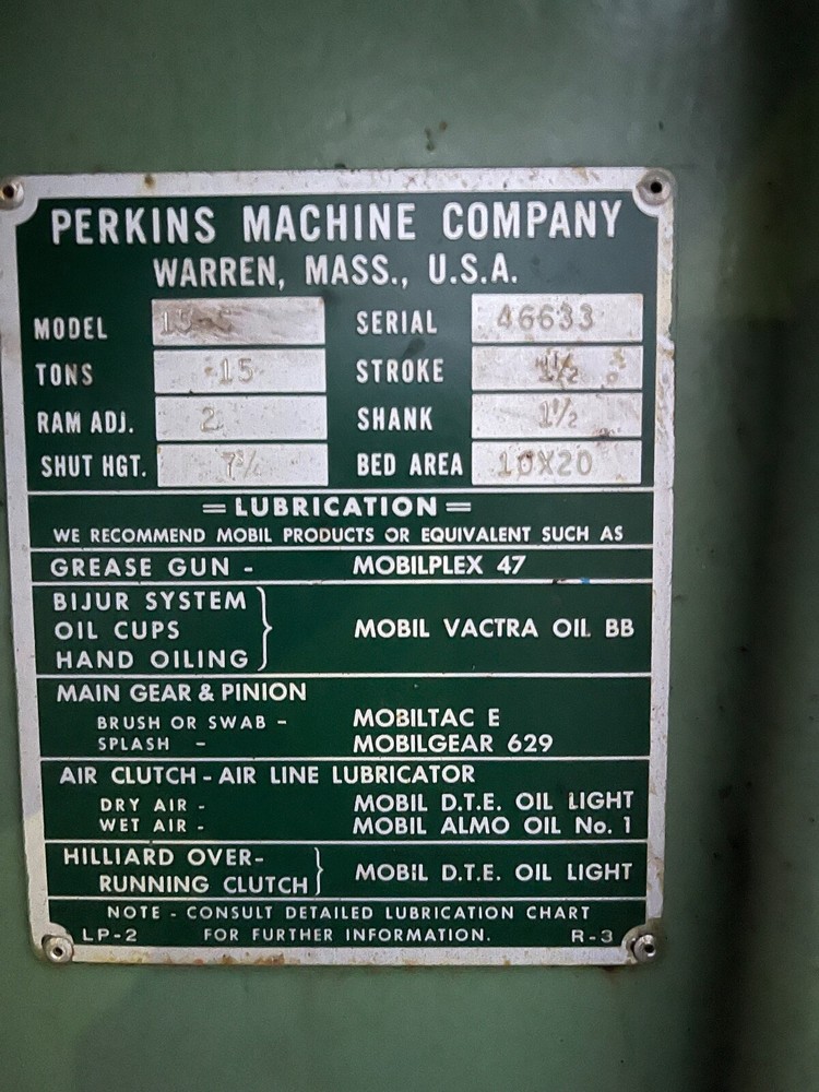 Perkins 15-S Gap Frame Punch Press