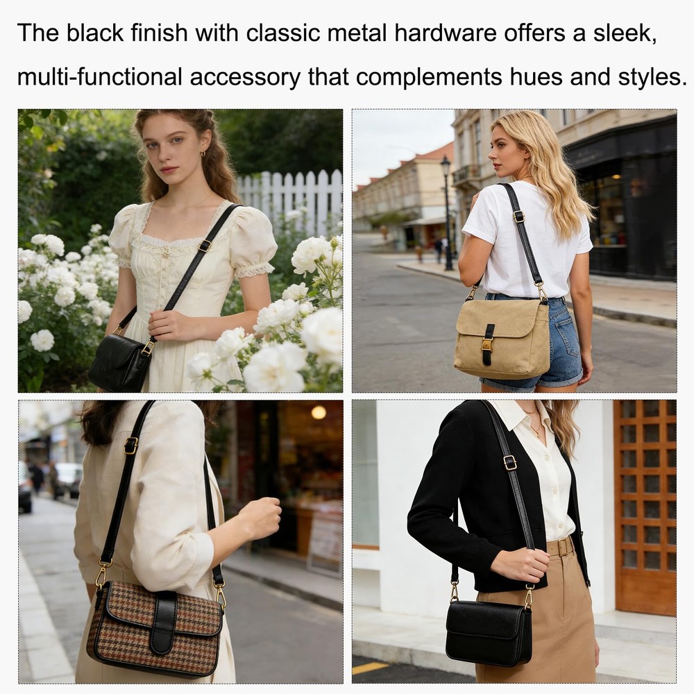 Leather Purse Strap Replacement Black Leather Crossbody Strap Adjustable