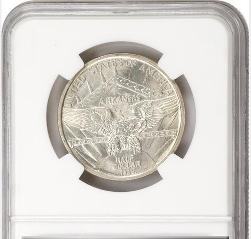 1935 50c Arkansas Silver Commemorative NGC MS65