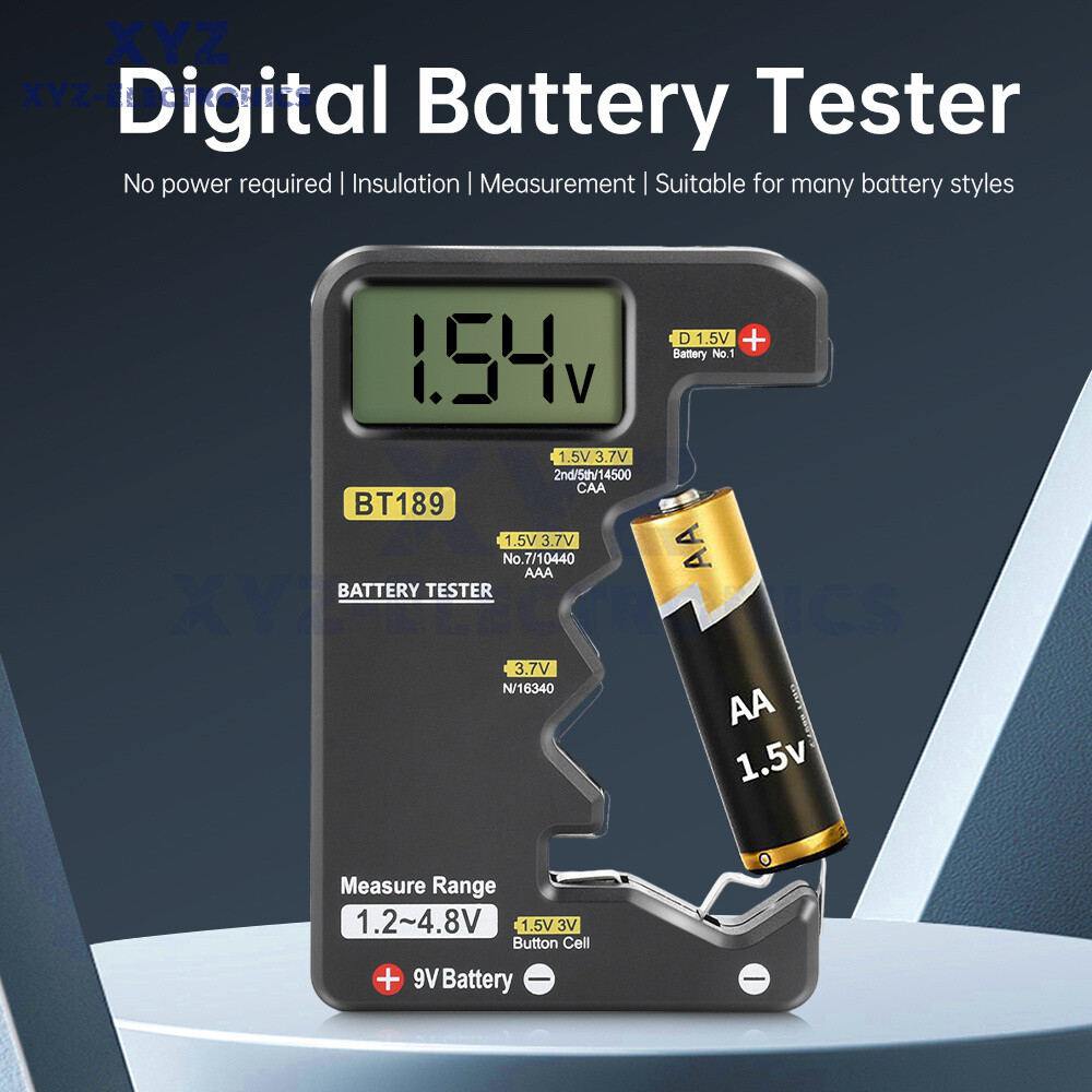 Digital Battery Tester Checker Electricity Indicator Universal AA, AAA 9V Button