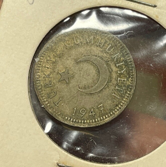 1947 Turkey 50 Kurus Silver Coin