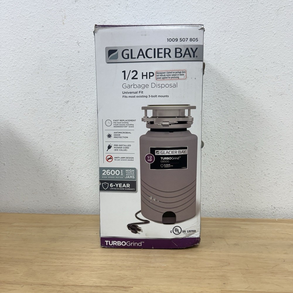 Glacier Bay TurboGrind Continuous Feed Garbage Disposal with Power Cord 1/2 HP