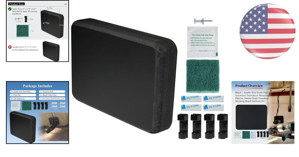 Easy Install Black Transducer Mounting Board Kit - Jumbo Size for 3D Scanners