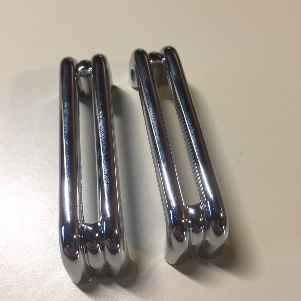 2 Vintage KBC Chrome Split Bar Drawer Pull Mid Century Style Lot I
