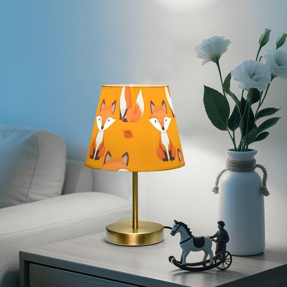 Fox Forest Table Lamp: USB Bedside Light with Bronze Base for Living Room