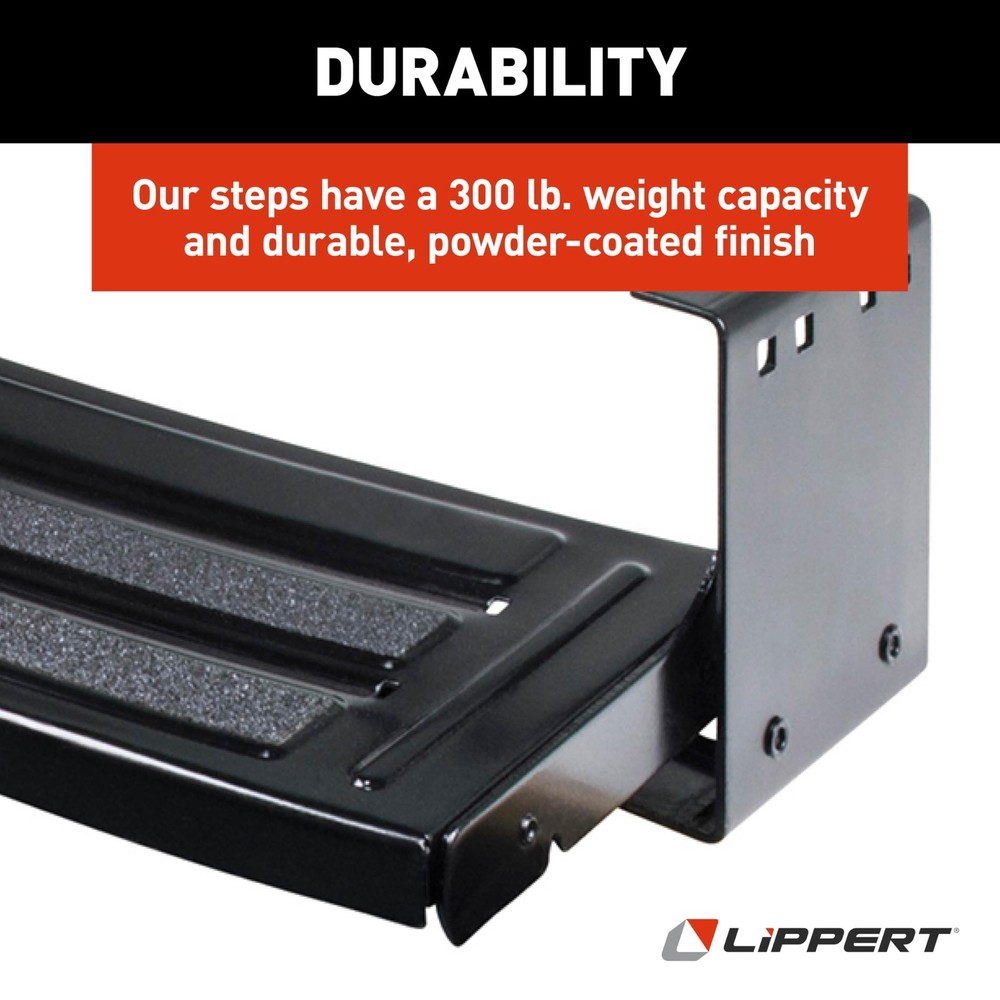 Lippert Components Radius 24" Single Manual RV Step Assembly, Standard, Black